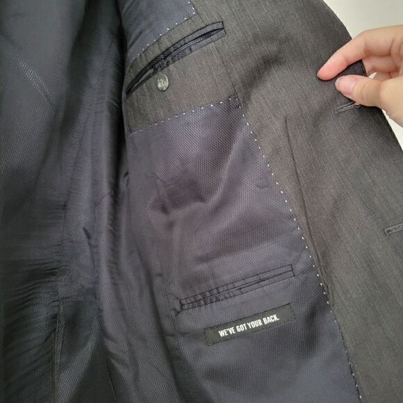 Kenneth Cole New York 100% Wool Gray Suit Coat Jacket 40R 34W - Picture 7 of 9